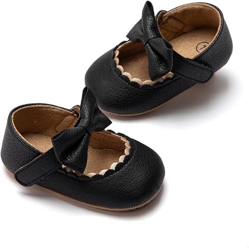 Infant Baby Girls Soft Sole Bowknot Princess Wedding Dress Mary Jane Flats Prewalker Newborn Light Baby Sneaker Shoes