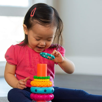 Sassy Stacks of Circles Stacking Ring STEM Learning Toy, Age 6+ Months, Multi, 9 Piece Set